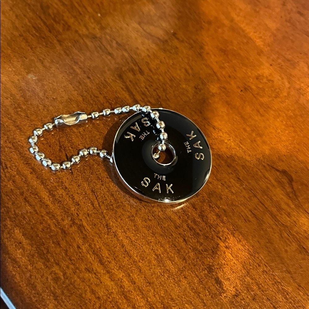 THE SAK Black and Silver Hang Tag DISC BALL CHAIN FOB BAG CHARM
